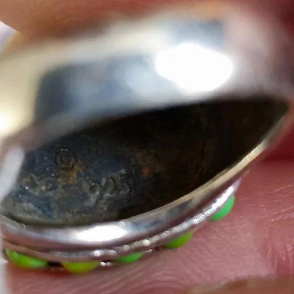 Barse Sterling Silver 925 Bezel Set Blue & Green Turquoise Coral Ring Size 7 - Picture 8 of 8